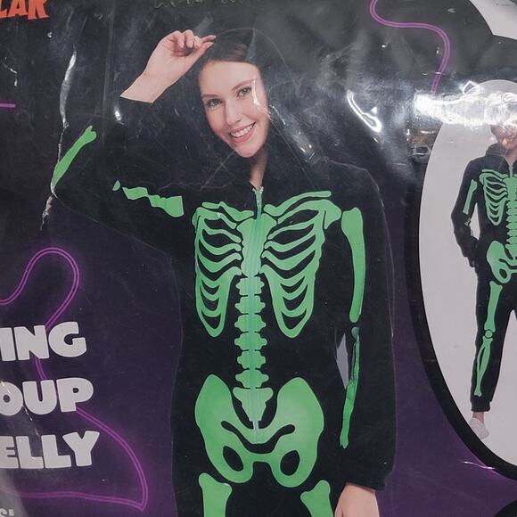 Spooktacular Creations Glowing Skelly Pajama One Piece Womens XXL Skeleton - Picture 7 of 7